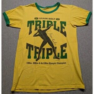 Vintage Rare Usain Bolt Jamaican Olympian Triple Triple 100m 200m 4x100 Small